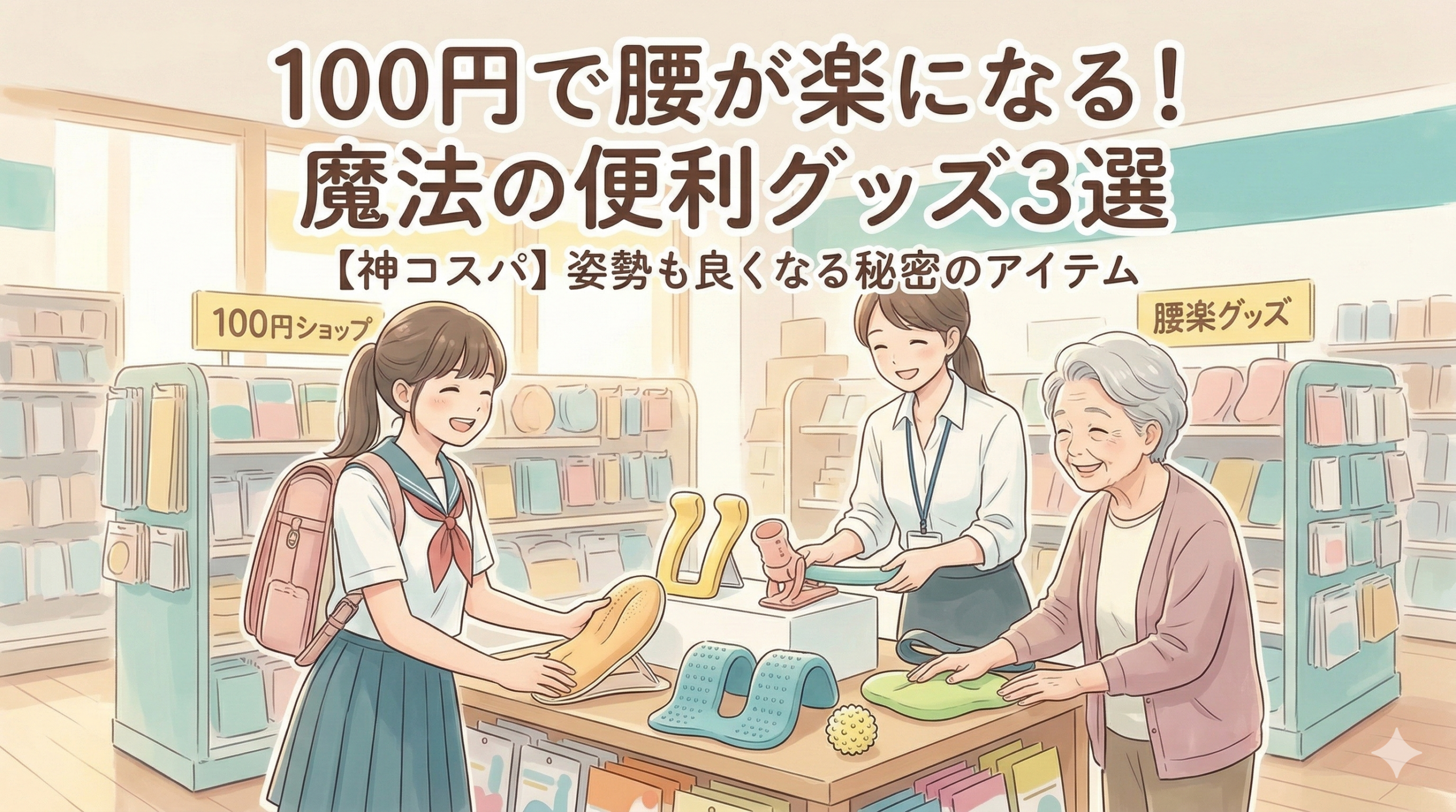 【神コスパ！】100円ショップで見つけた、マジで腰が楽になる便利グッズ3選！【人生変わるレベル】