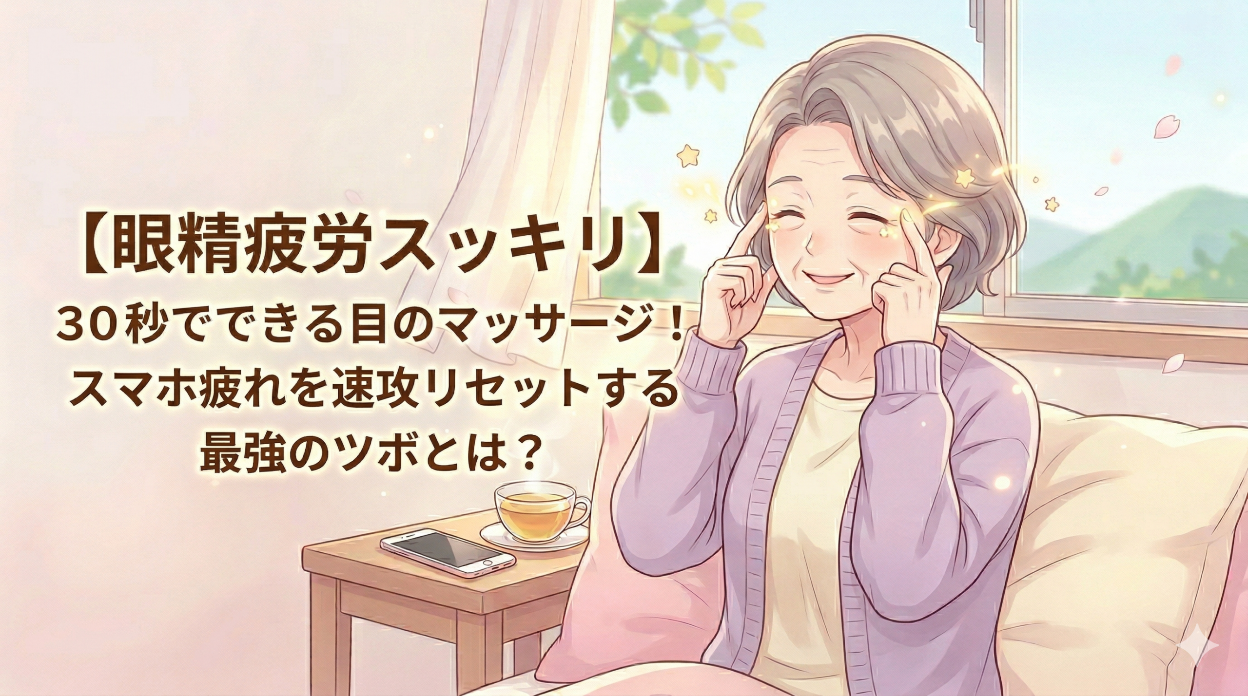 【眼精疲労スッキリ】30秒でできる目のマッサージ！スマホ疲れを即効リセットする最強のツボとは？